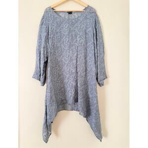 GRIZAS 100% Silk Tunic Dress Sheer Layered Lagenlook Fairy Oversized XS Flowy